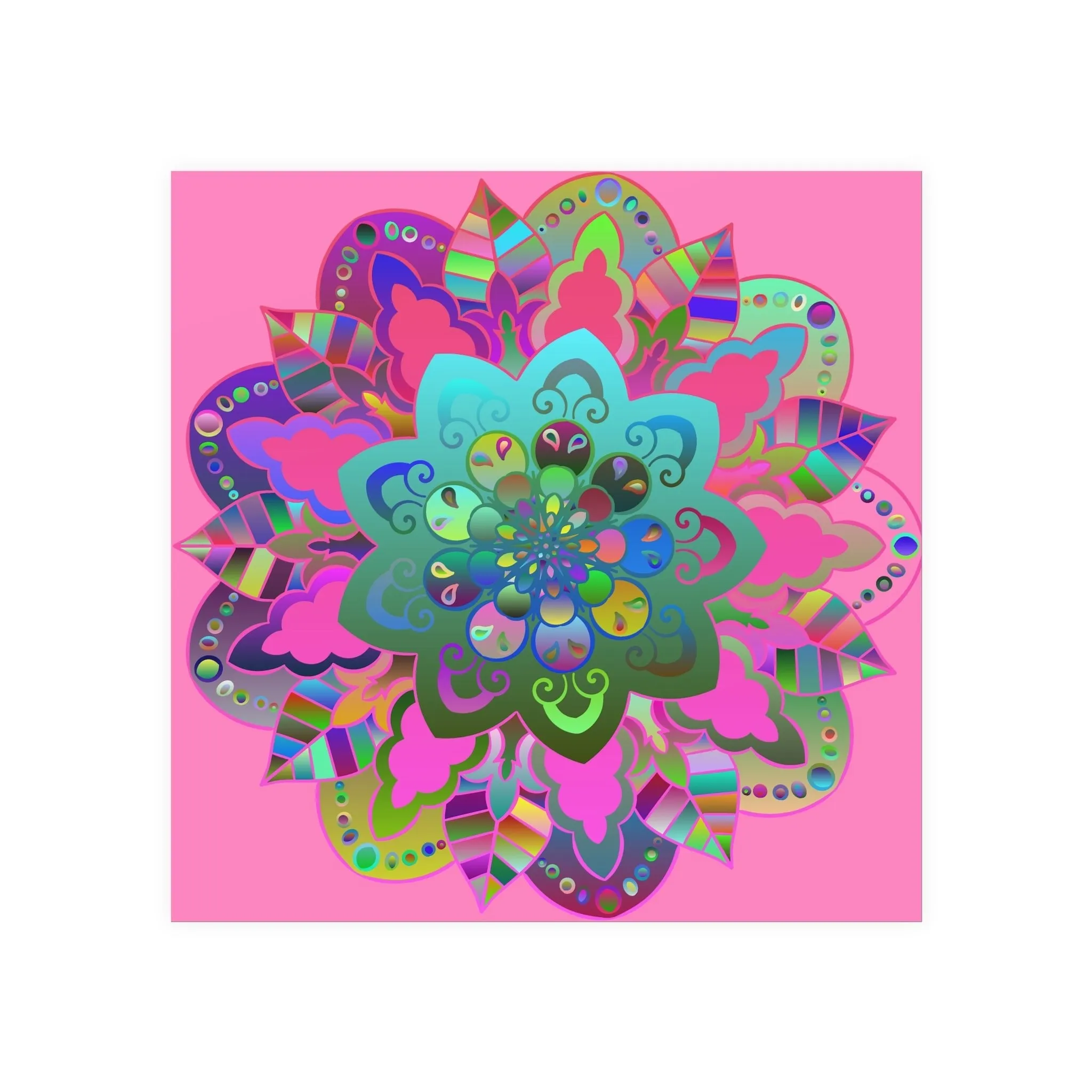 Hand-Drawn Mandala Art Poster - Light Pink
