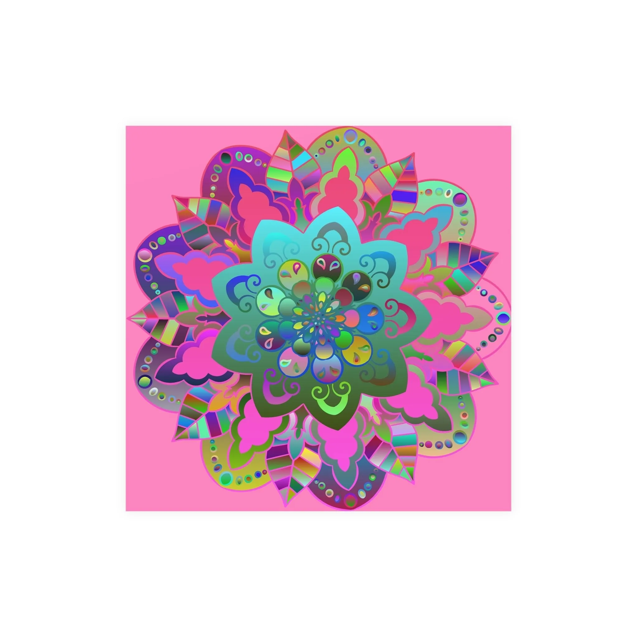 Hand-Drawn Mandala Art Poster - Light Pink