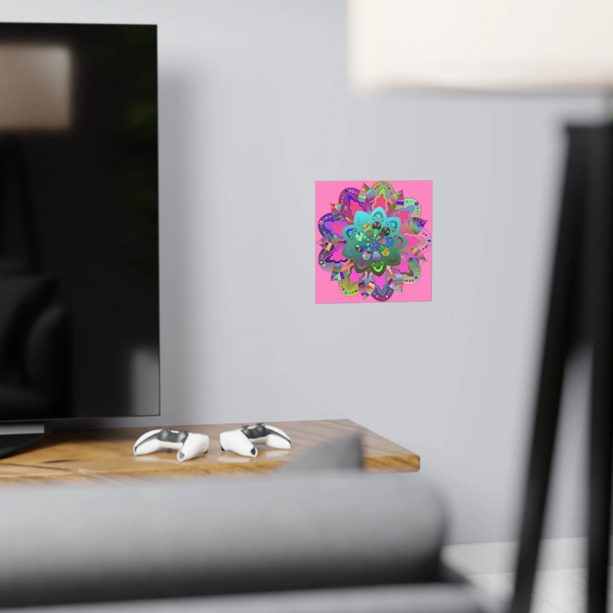 Hand-Drawn Mandala Art Poster - Light Pink
