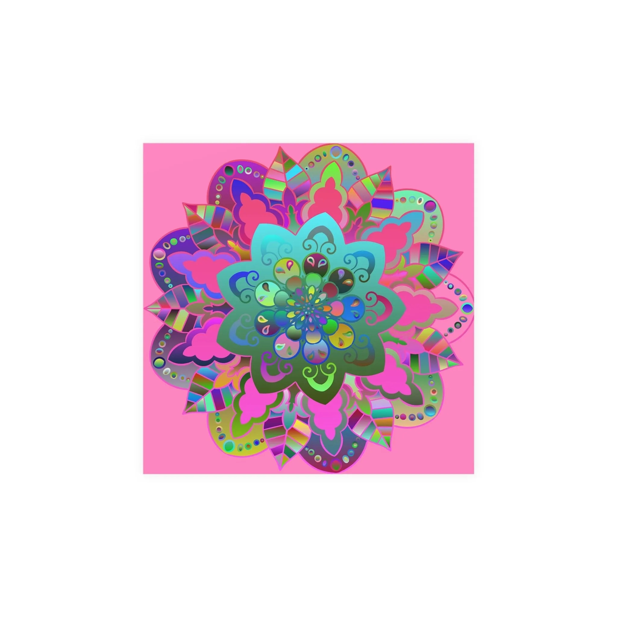Hand-Drawn Mandala Art Poster - Light Pink