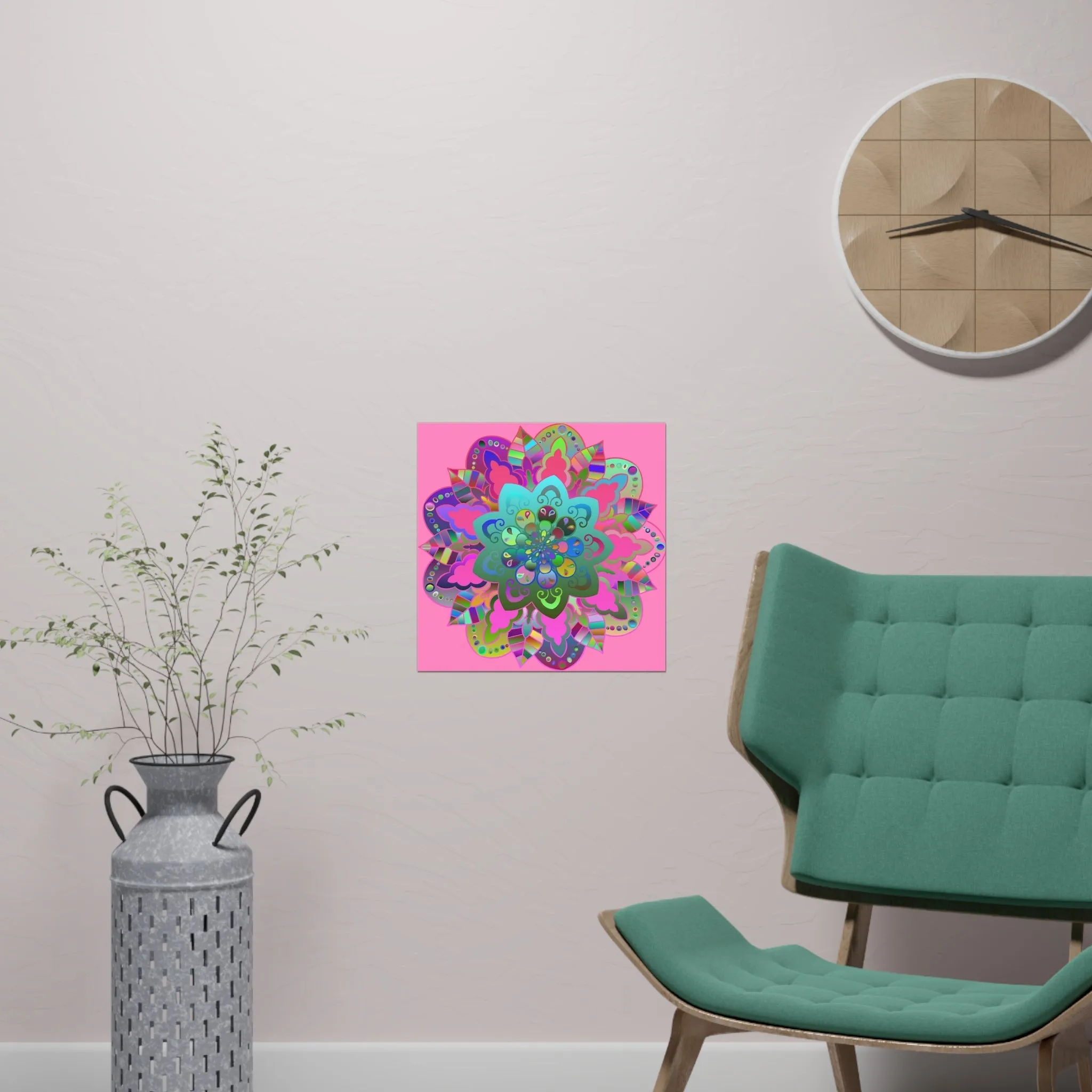 Hand-Drawn Mandala Art Poster - Light Pink