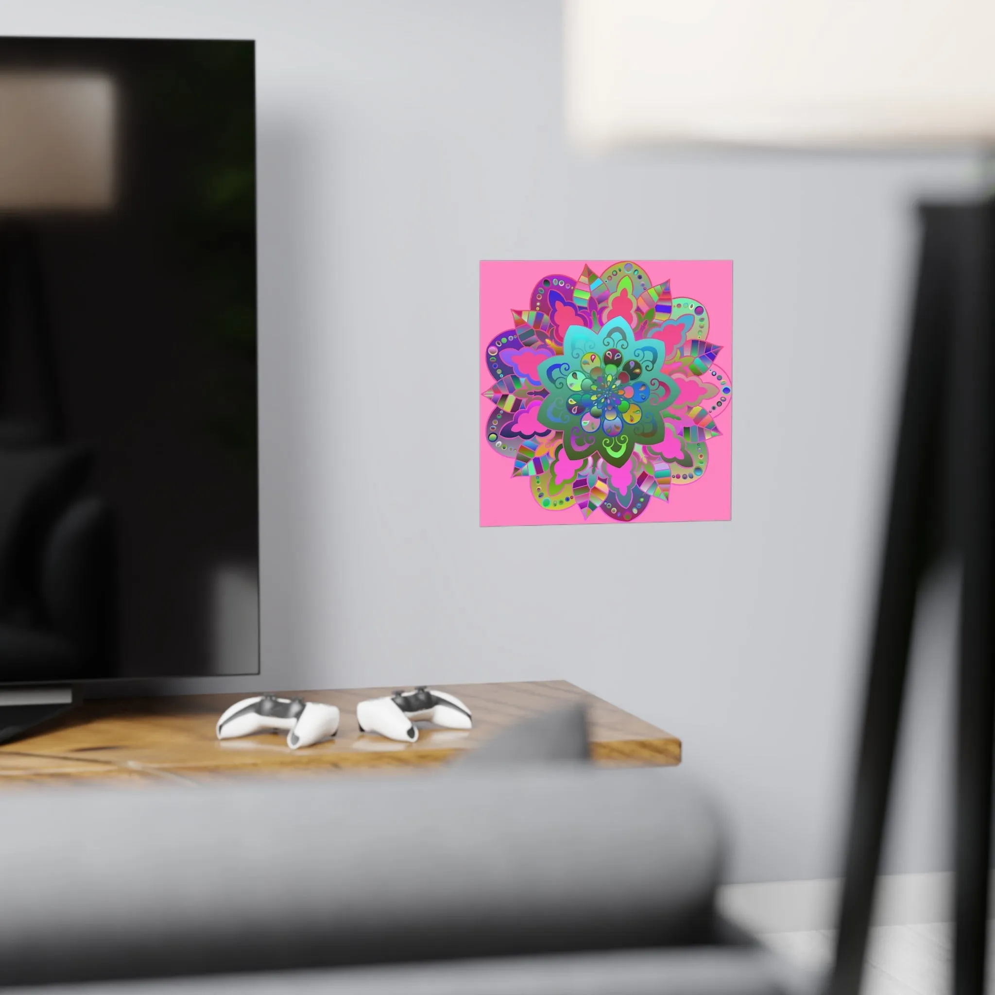 Hand-Drawn Mandala Art Poster - Light Pink