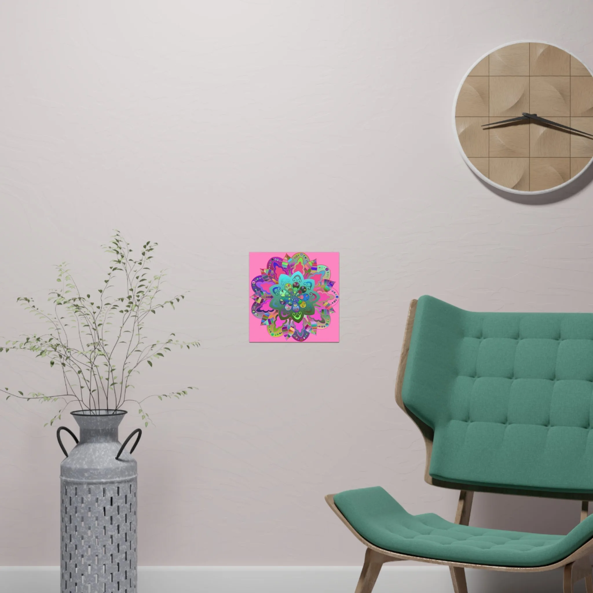 Hand-Drawn Mandala Art Poster - Light Pink