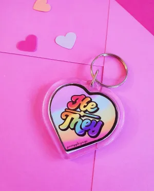 He / They Keychain