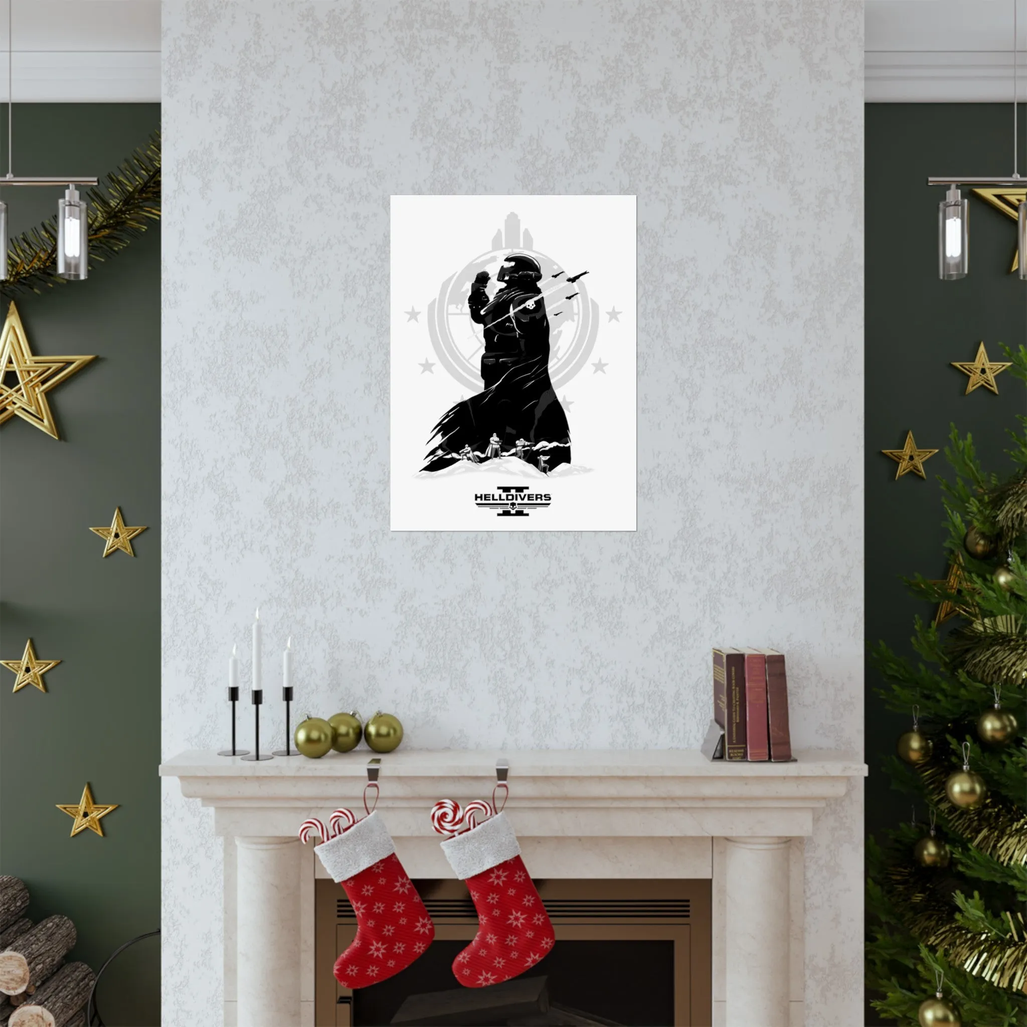 Helldivers 2 Matte Vertical Posters  Black & White Artistic Art Poster Design Minimalistic Gift Gamer Game Fanart Abstract Graphic Democracy Liberty Birthday Christmas