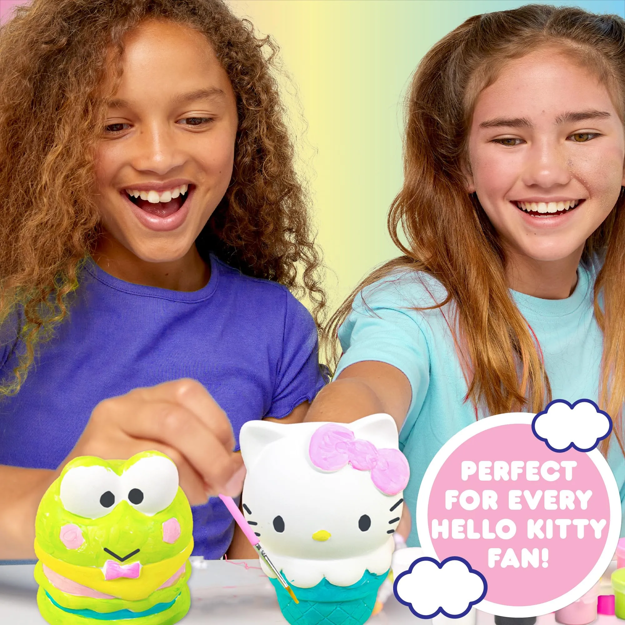 Hello Kitty and Friends Paint Your Own Figurines Arts and Crafts Kit, Ceramic Paintable Hello Kitty & Keroppi, Kawaii Painting Kit for Kids( & adults) Ages 8 