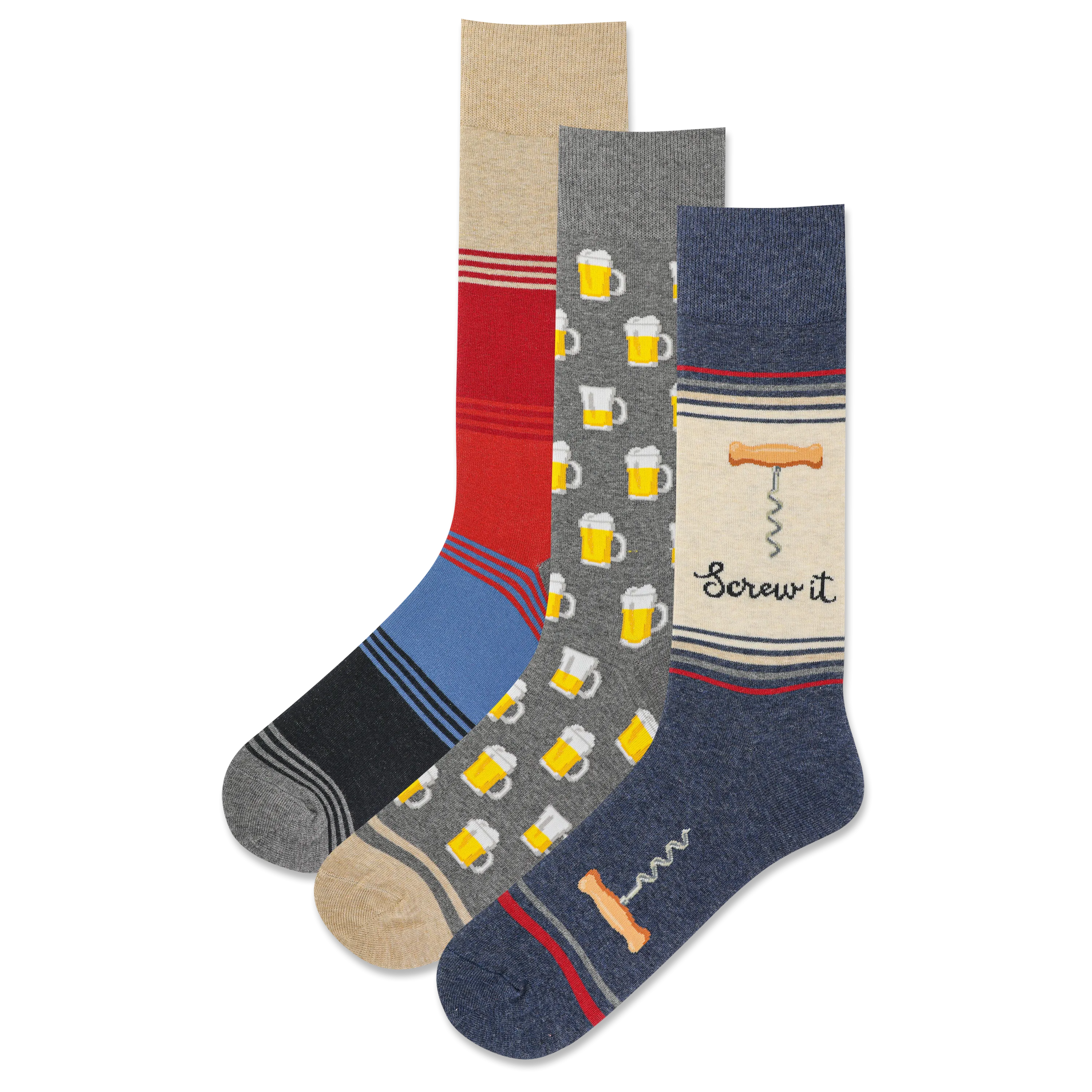 HOTSOX Men's Screw It Crew Sock 3 Pair Pack