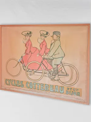 Huge framed poster of cyclists. 1905 - René Vincent (1879-1936) - 51¼" x 67¼"