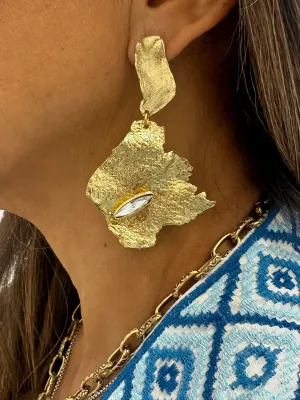 Kalliope Foil Leaf Stone Earring