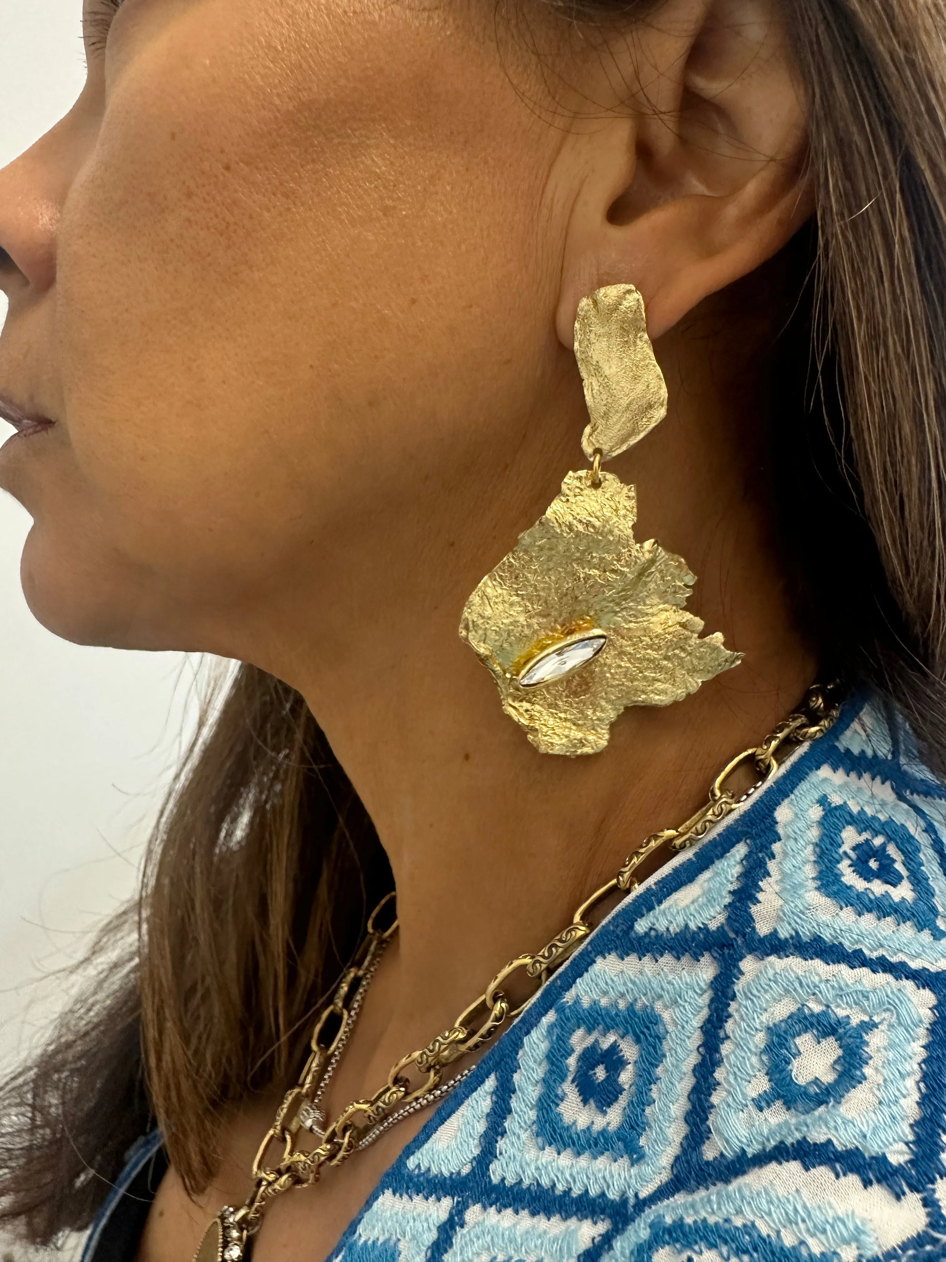 Kalliope Foil Leaf Stone Earring
