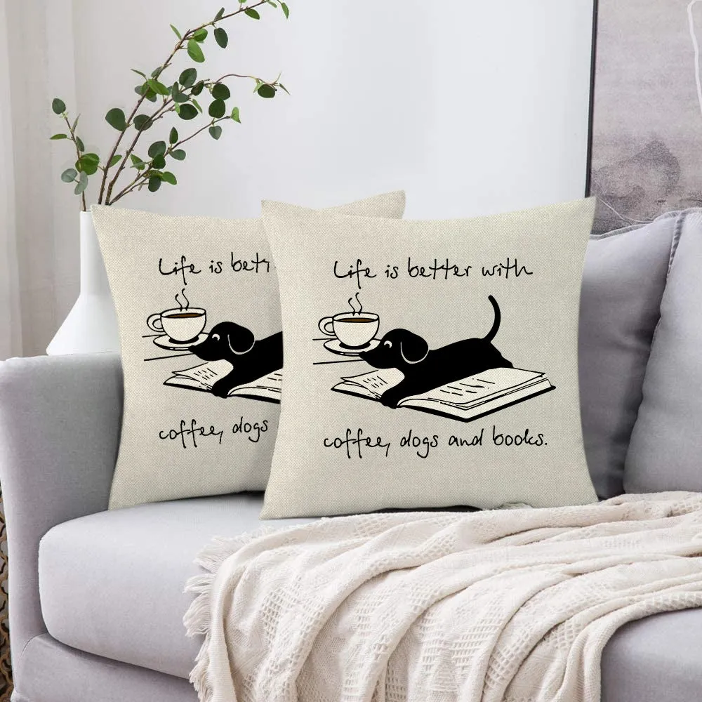 Life Is Better With Coffee Dogs and Books Book Lovers Gift PIL103