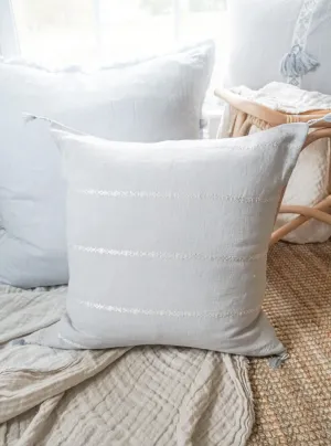 Light Grey & White Embr Stripes Linen Pillow
