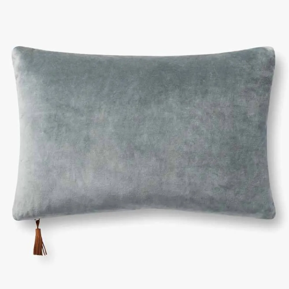 Magnolia Home by Joanna Gaines x Loloi Denim and Tan Lumbar Pillow