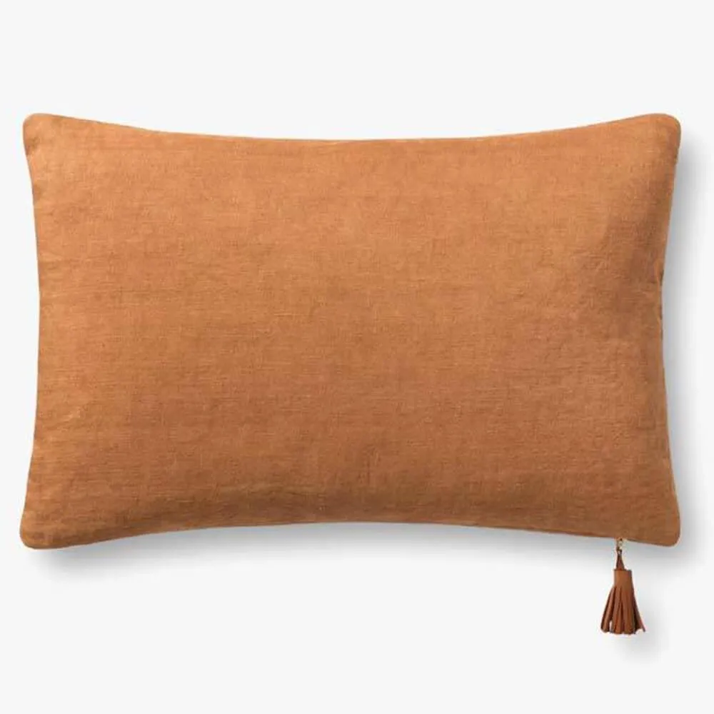 Magnolia Home by Joanna Gaines x Loloi Denim and Tan Lumbar Pillow