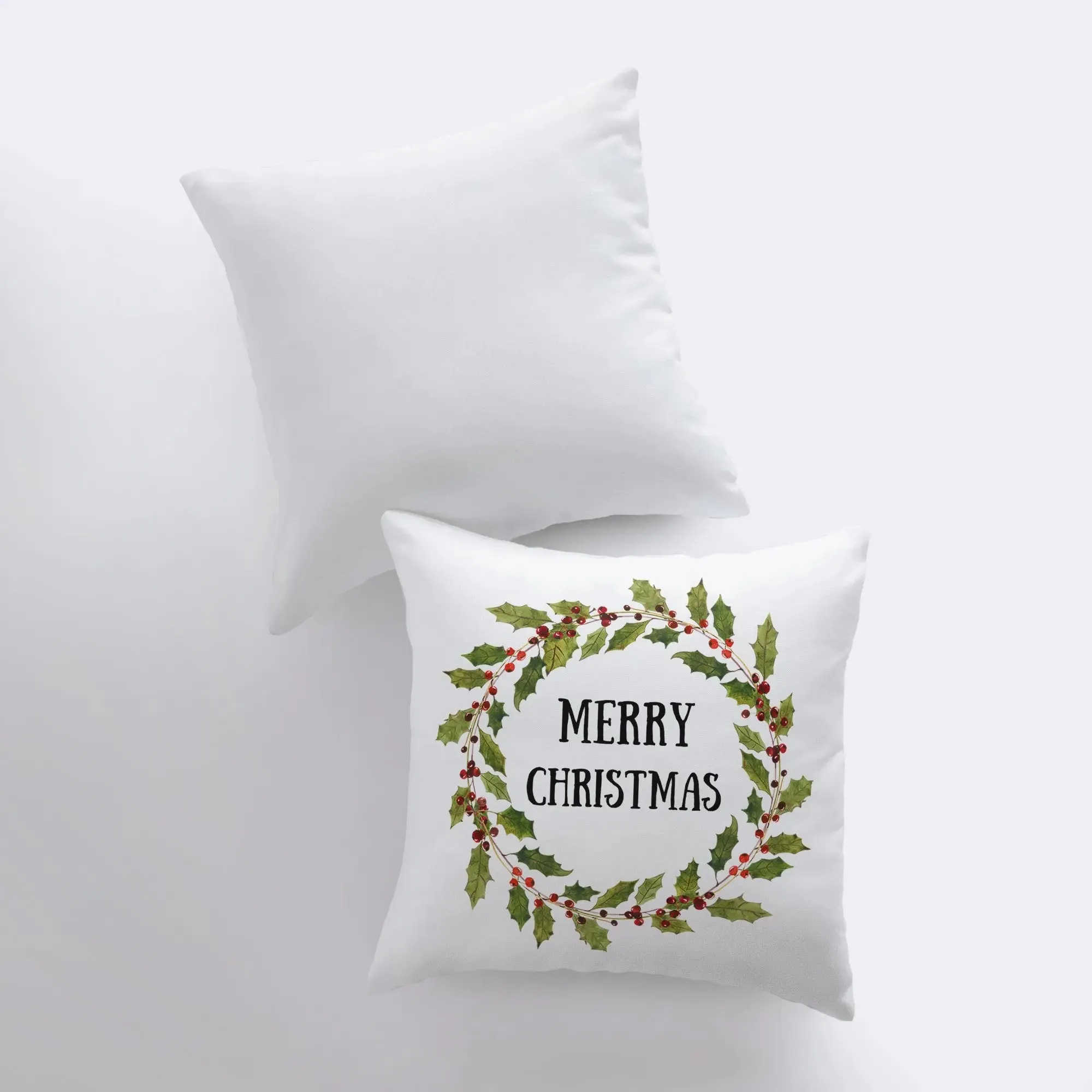 Merry Christmas | Wreath | Pillow Cover | Christmas Pillow | Christmas Decor | Throw Pillow | Home Decor | Decorative Pillows for Couch | Sofa Pillow