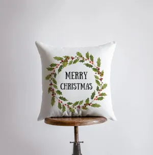 Merry Christmas | Wreath | Pillow Cover | Christmas Pillow | Christmas Decor | Throw Pillow | Home Decor | Decorative Pillows for Couch | Sofa Pillow