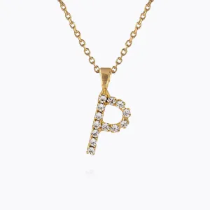 Mini Letter Necklace P / Crystal