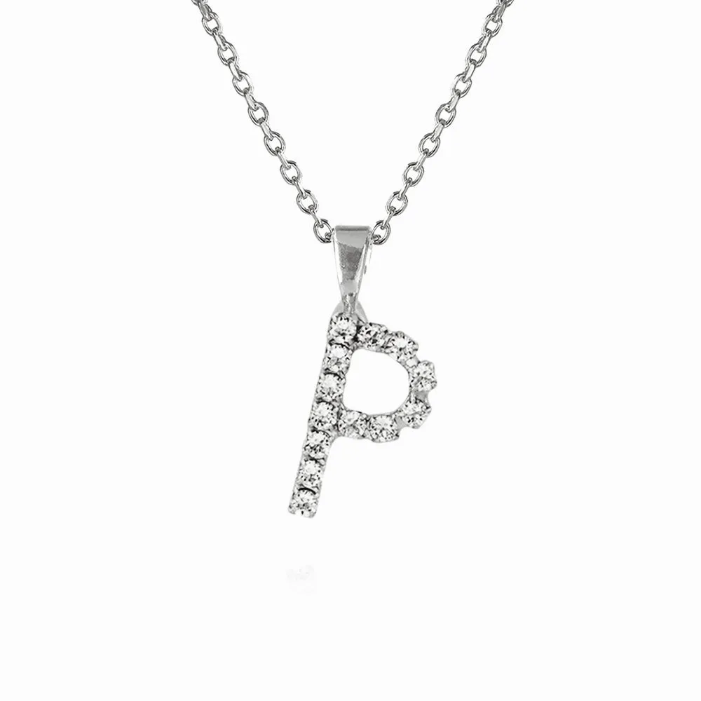 Mini Letter Necklace P / Crystal