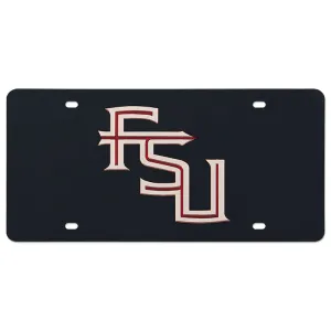 Mirrored License Plate with Stacked FSU Black