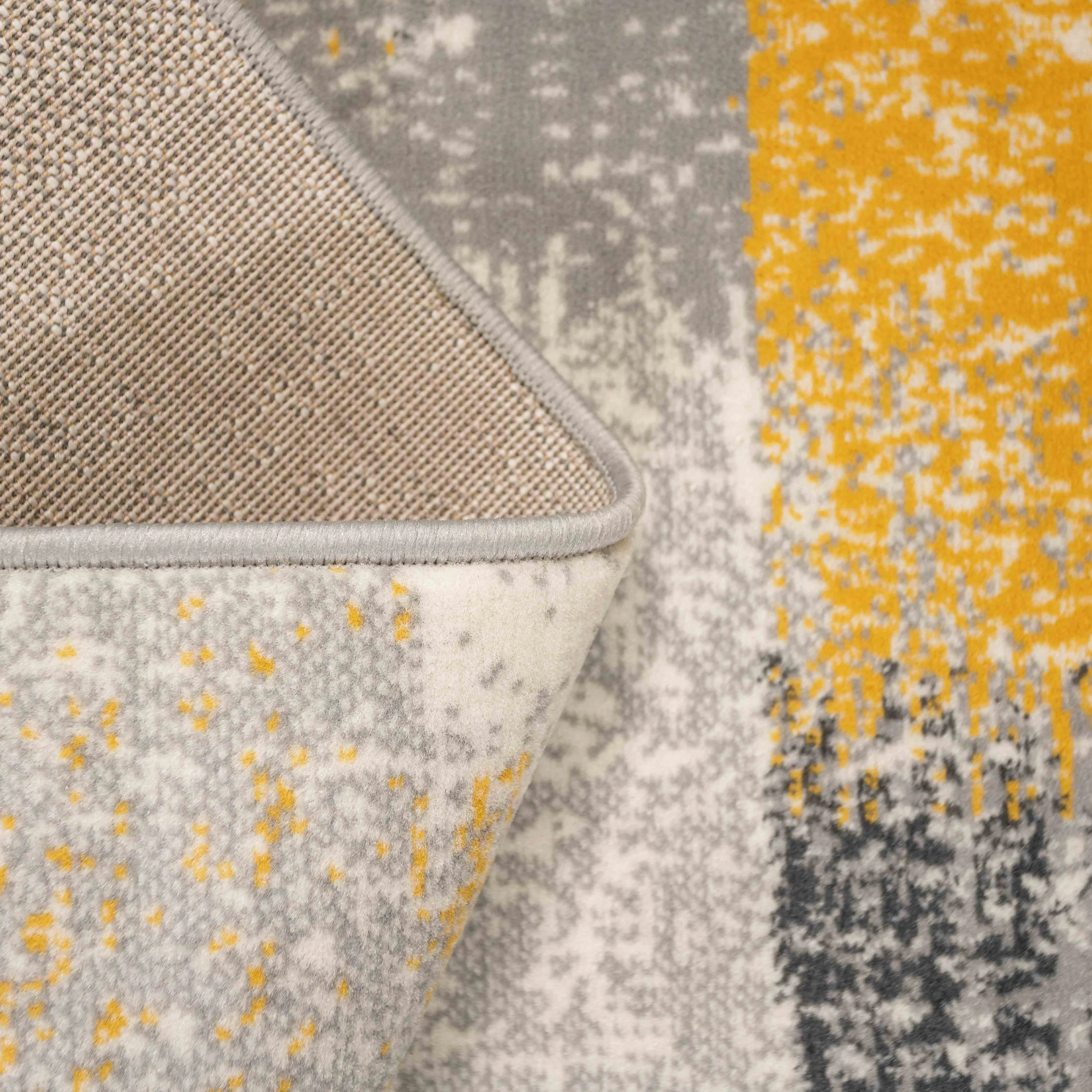Modern Yellow and Grey Stripe Rug