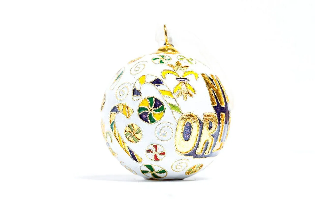 New Orleans, Louisiana Colorful Candy Canes Cloisonné Christmas Ornament
