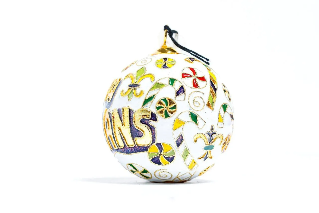 New Orleans, Louisiana Colorful Candy Canes Cloisonné Christmas Ornament