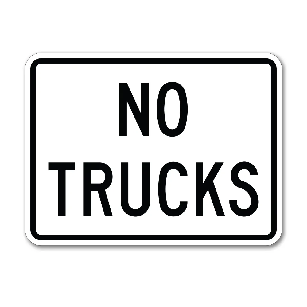No Trucks Text Rectangle Sign