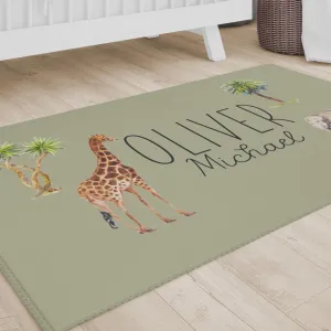 On Safari Personalized Nursery Rug