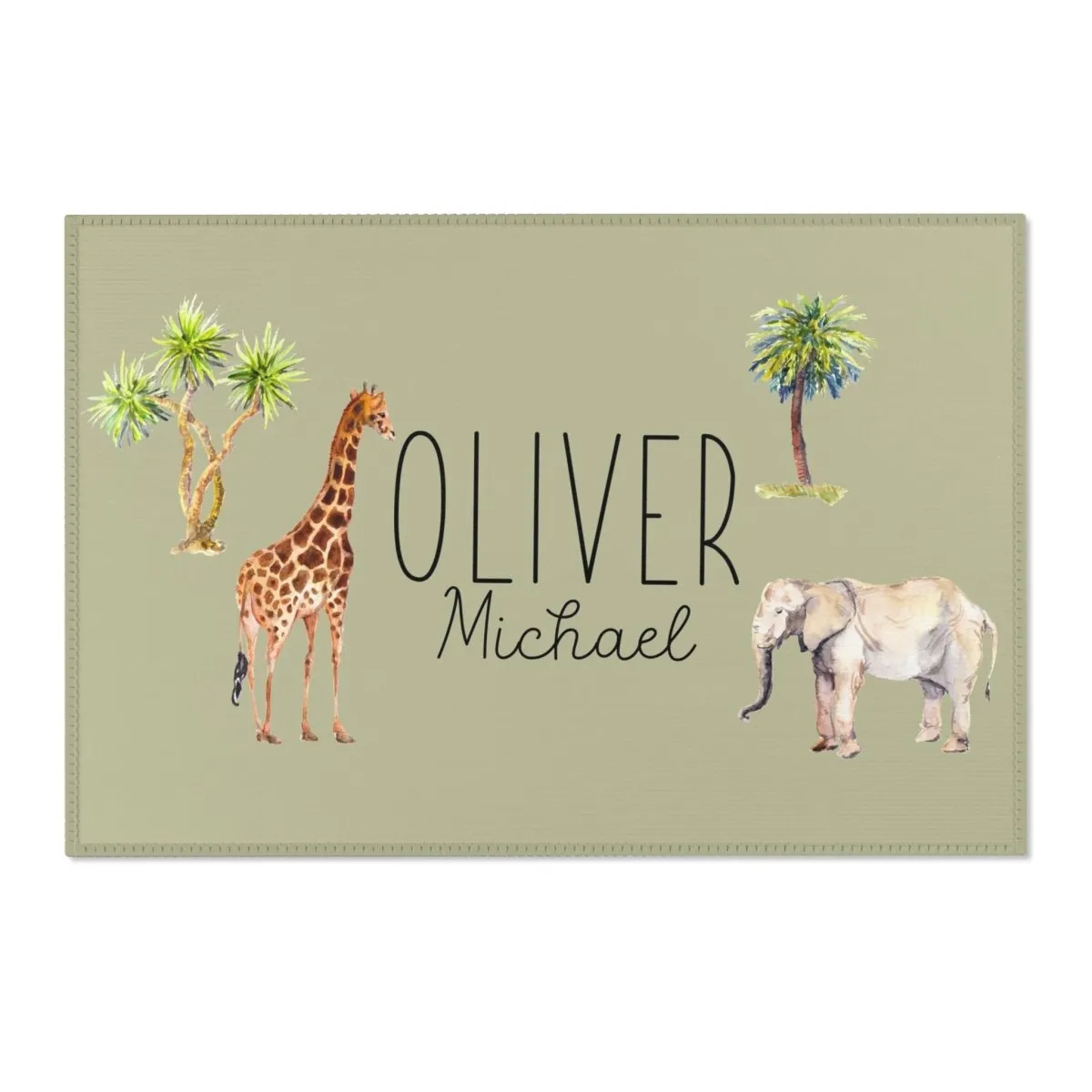 On Safari Personalized Nursery Rug