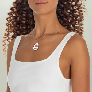 Oval Necklace with Flower design - personalized jewerly