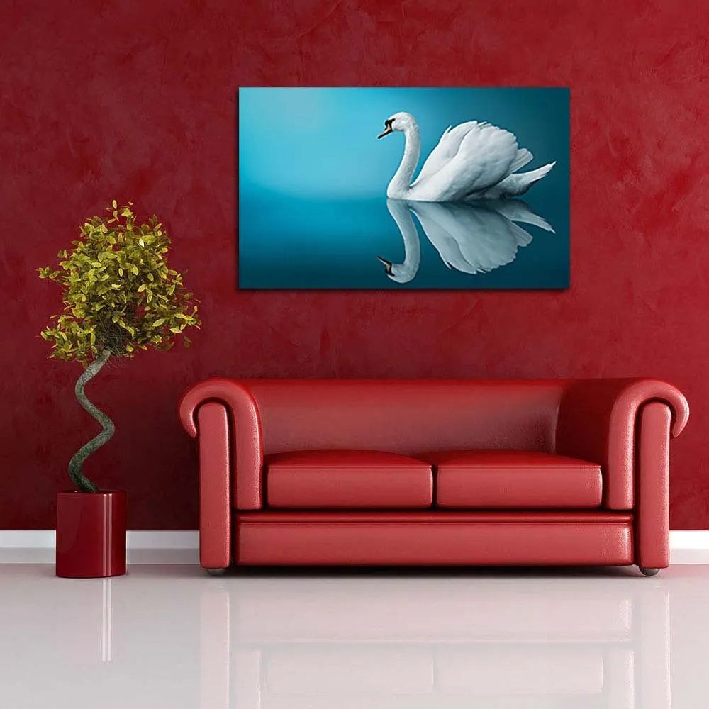 Pitaara Box Fantastic Swan | Canvas Painting for Bedroom & Living Room | Engineered Wood Frame | 19.7 x 12 inch (50 x 30 cms)