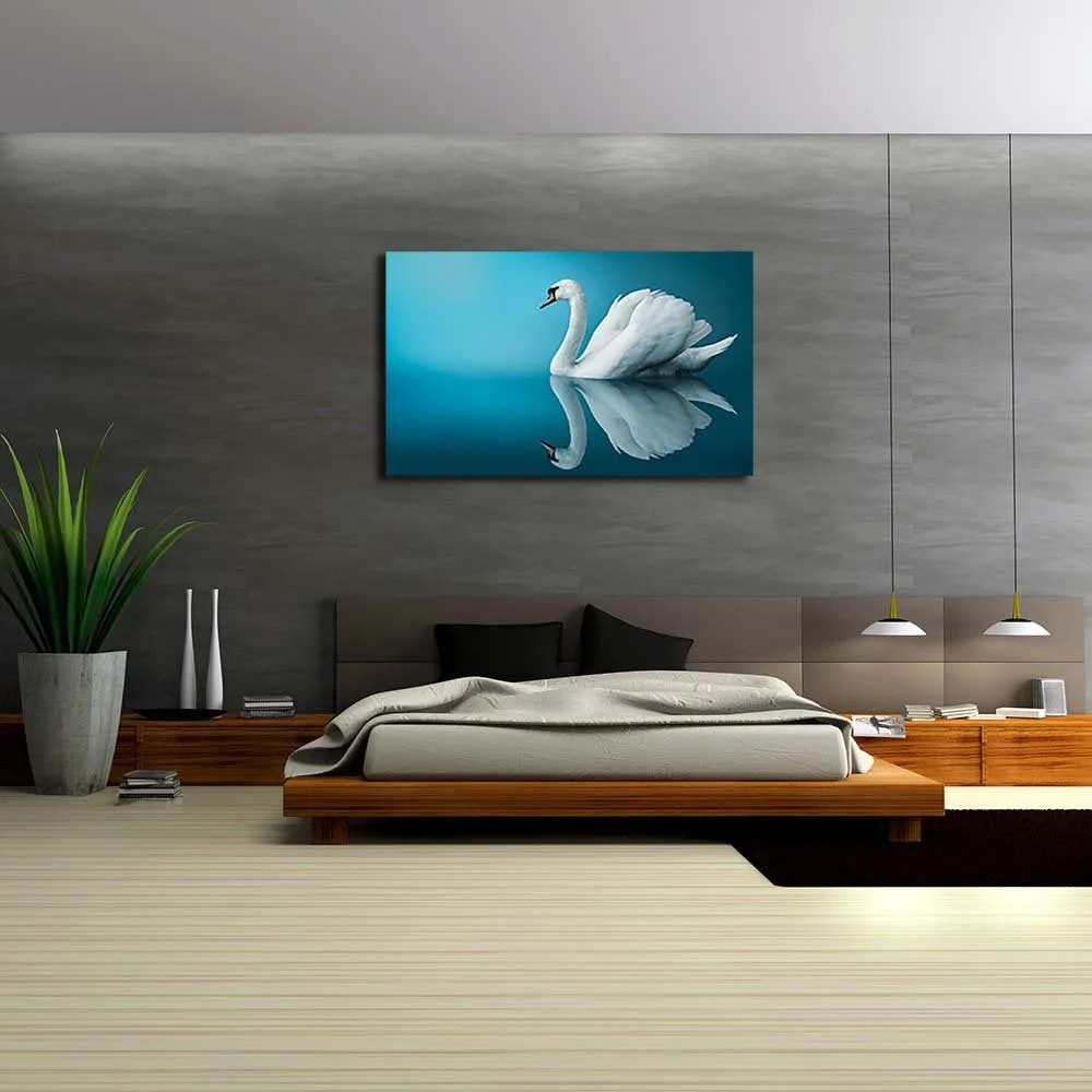 Pitaara Box Fantastic Swan | Canvas Painting for Bedroom & Living Room | Engineered Wood Frame | 19.7 x 12 inch (50 x 30 cms)