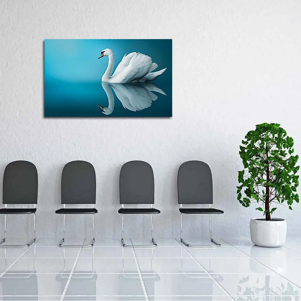 Pitaara Box Fantastic Swan | Canvas Painting for Bedroom & Living Room | Engineered Wood Frame | 19.7 x 12 inch (50 x 30 cms)