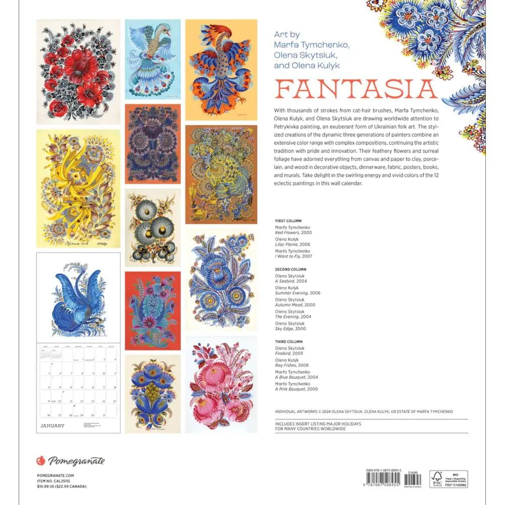 Pomegranate 2025 Wall Calendar - Fantasia: Art by Marfa Tymchenko, Olena Skytsiuk, and Olena Kulyk
