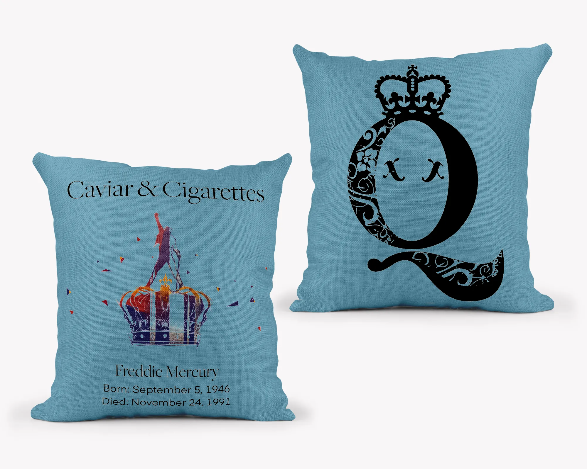 Queen Freddie Blue Throw Pillow 18x18