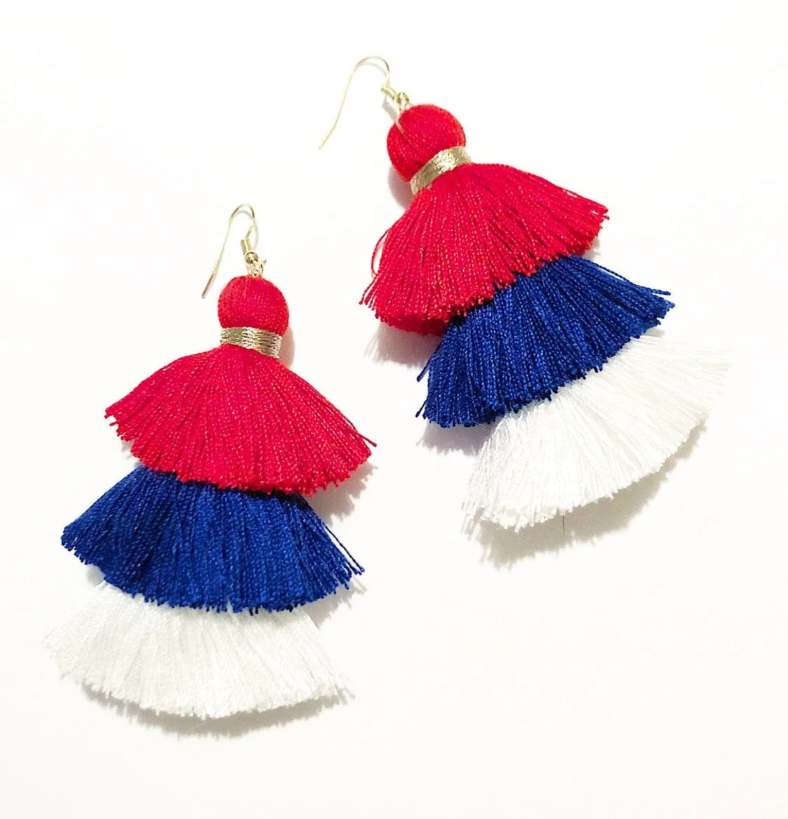 Red, White and Blue, Coco Tassel Earrings