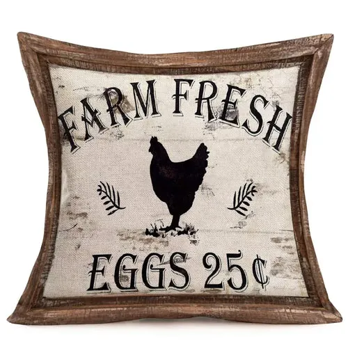 Retro Cow Pattern Linen Pillowcase, Living Room Sofa Cushion Cover