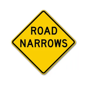 Road Narrows Traffic Sign