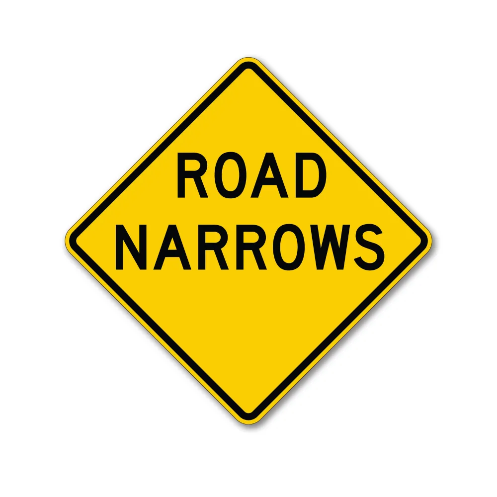 Road Narrows Traffic Sign