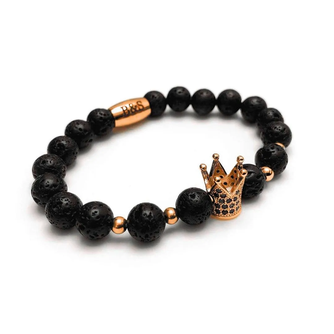 Rose Gold Crown with Lava Stones