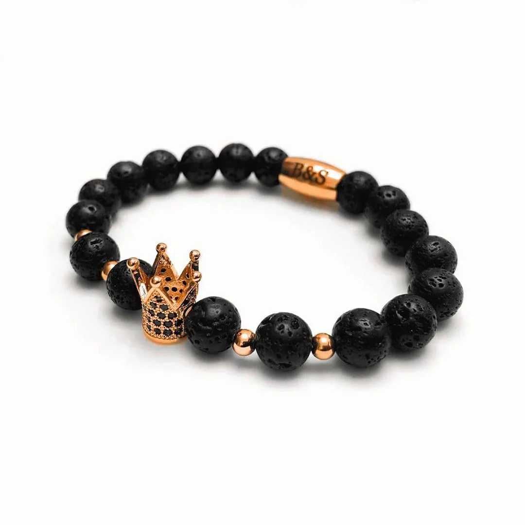 Rose Gold Crown with Lava Stones
