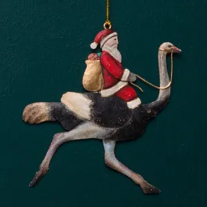 SANTA ON OSTRICH ORNAMENT