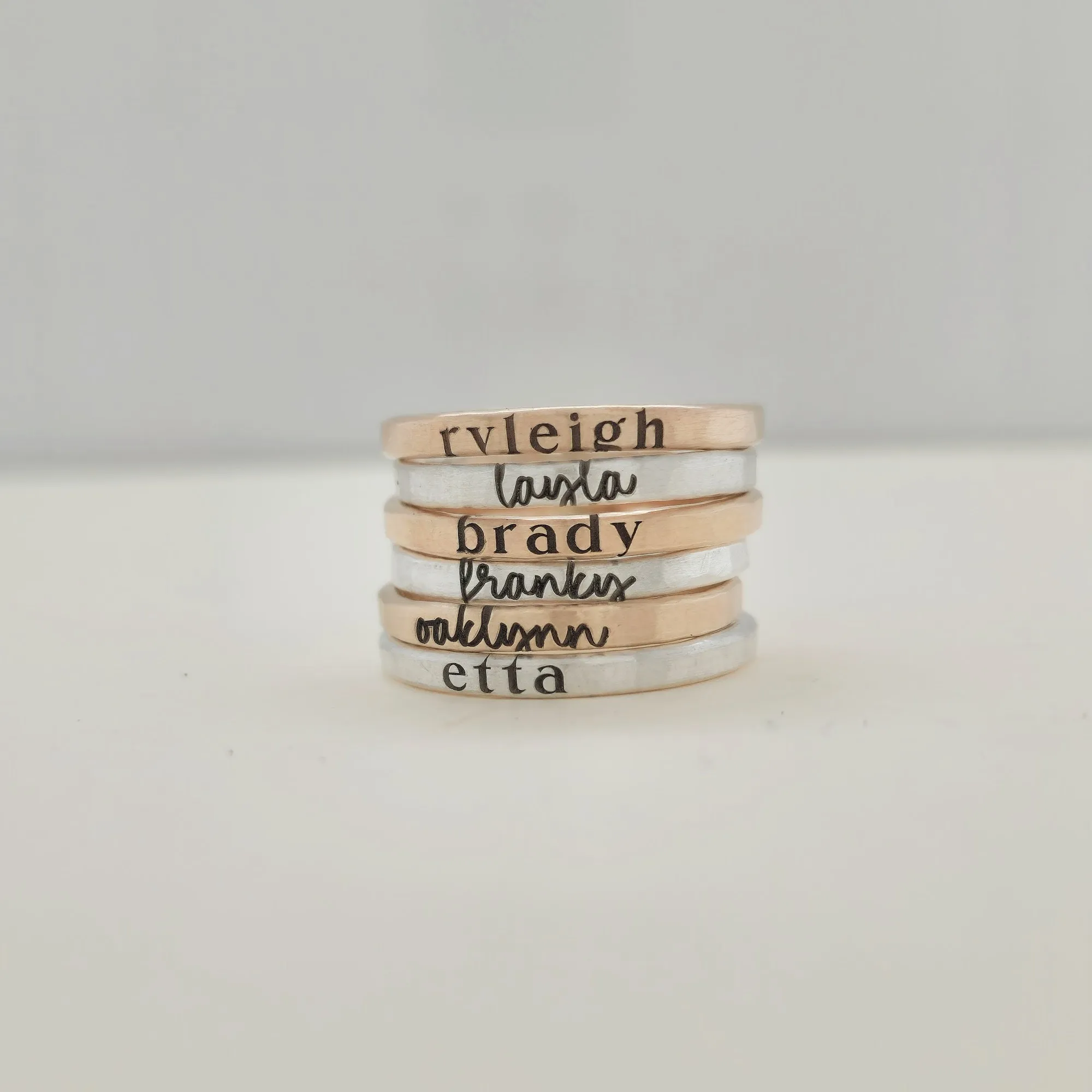 Serif Font Personalized Ring