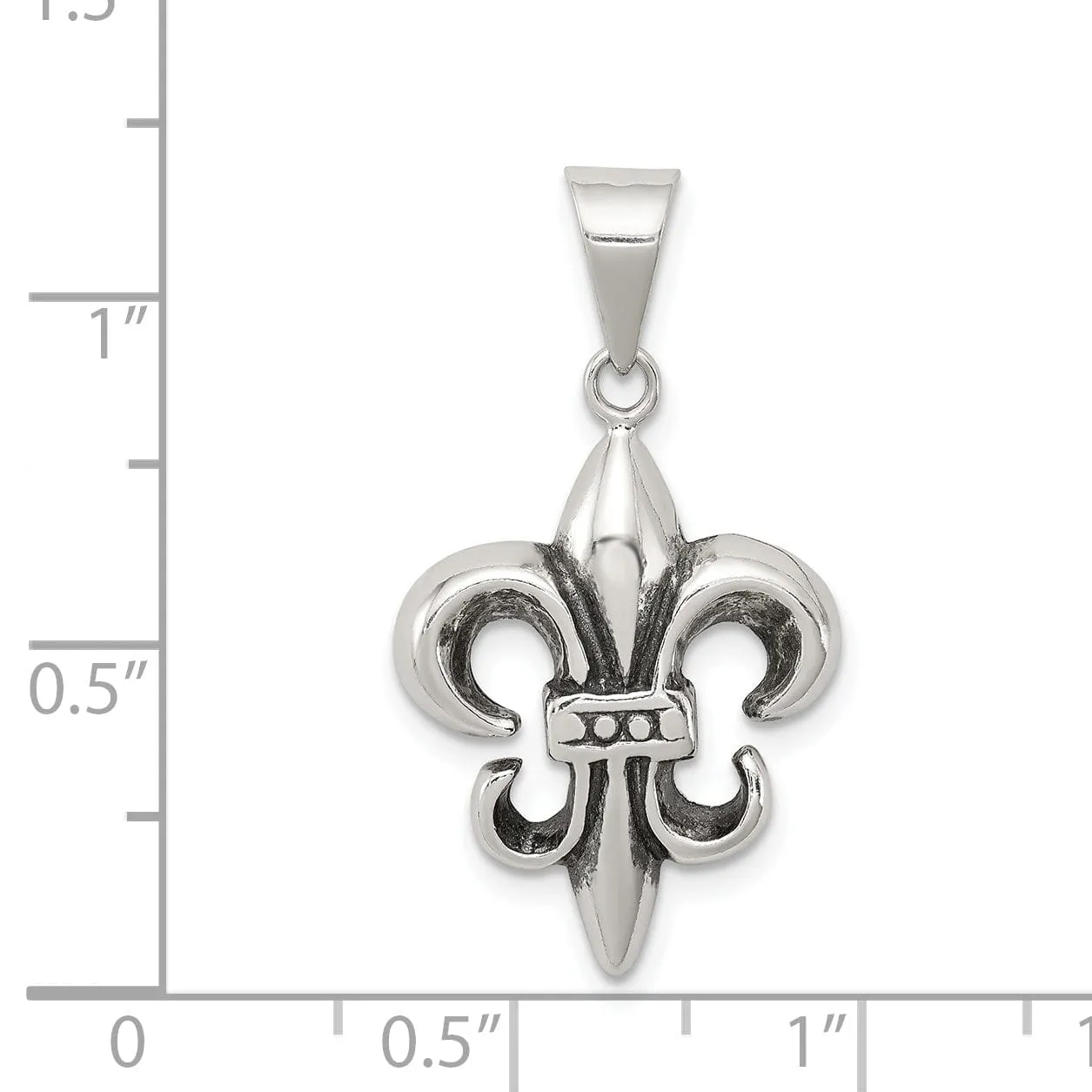 Silver Polished Antiqued Fleur De lis Charm
