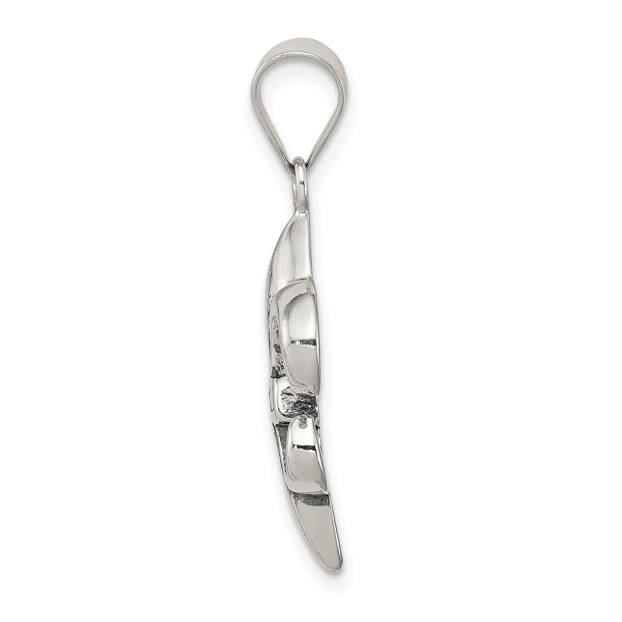 Silver Polished Antiqued Fleur De lis Charm