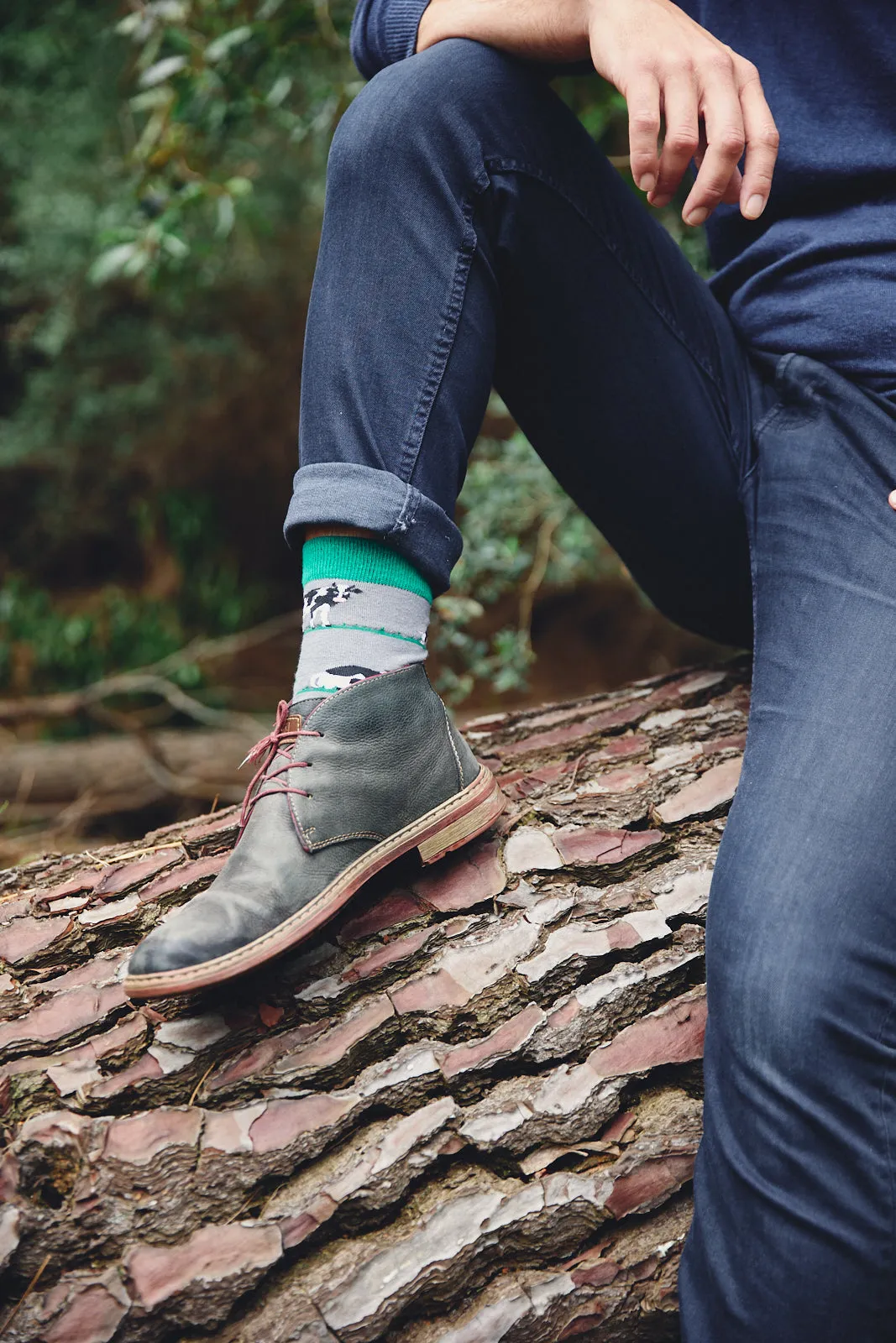 Sock ~ Cow ~ Light Grey