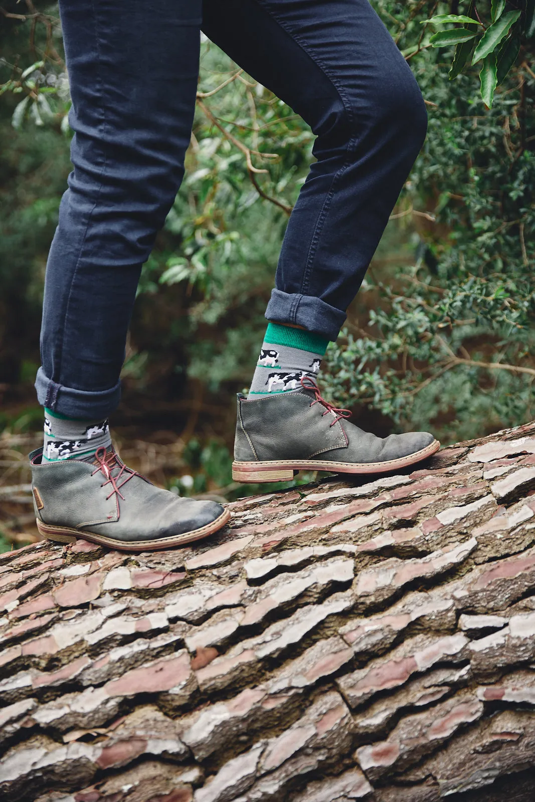 Sock ~ Cow ~ Light Grey