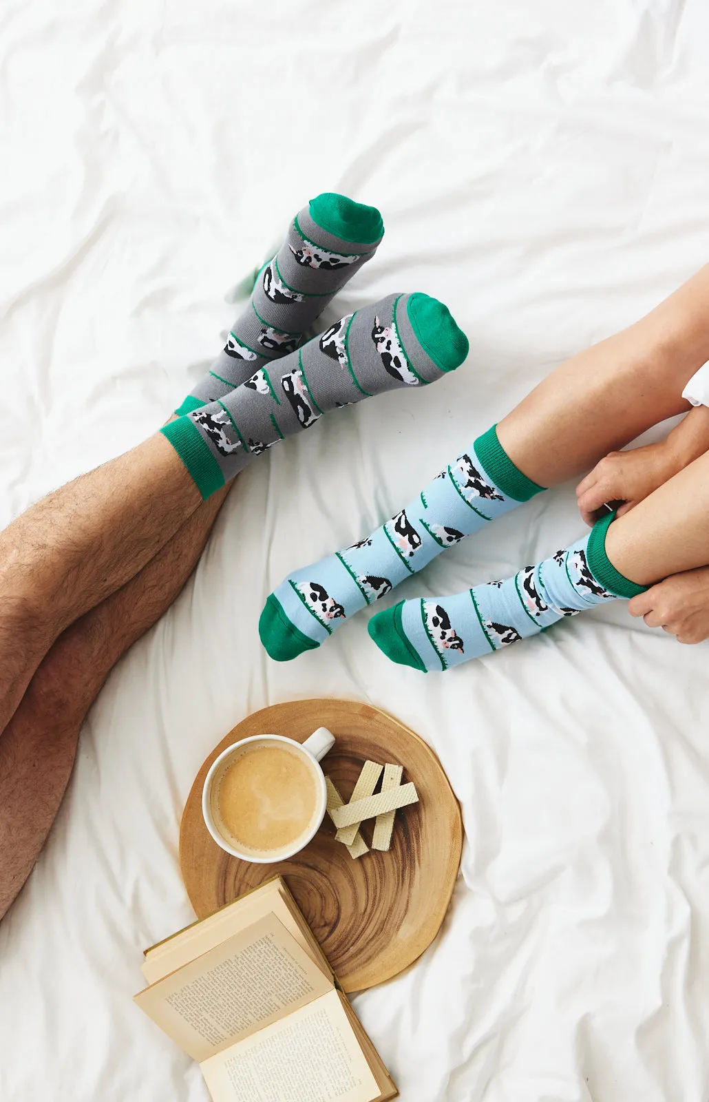 Sock ~ Cow ~ Light Grey