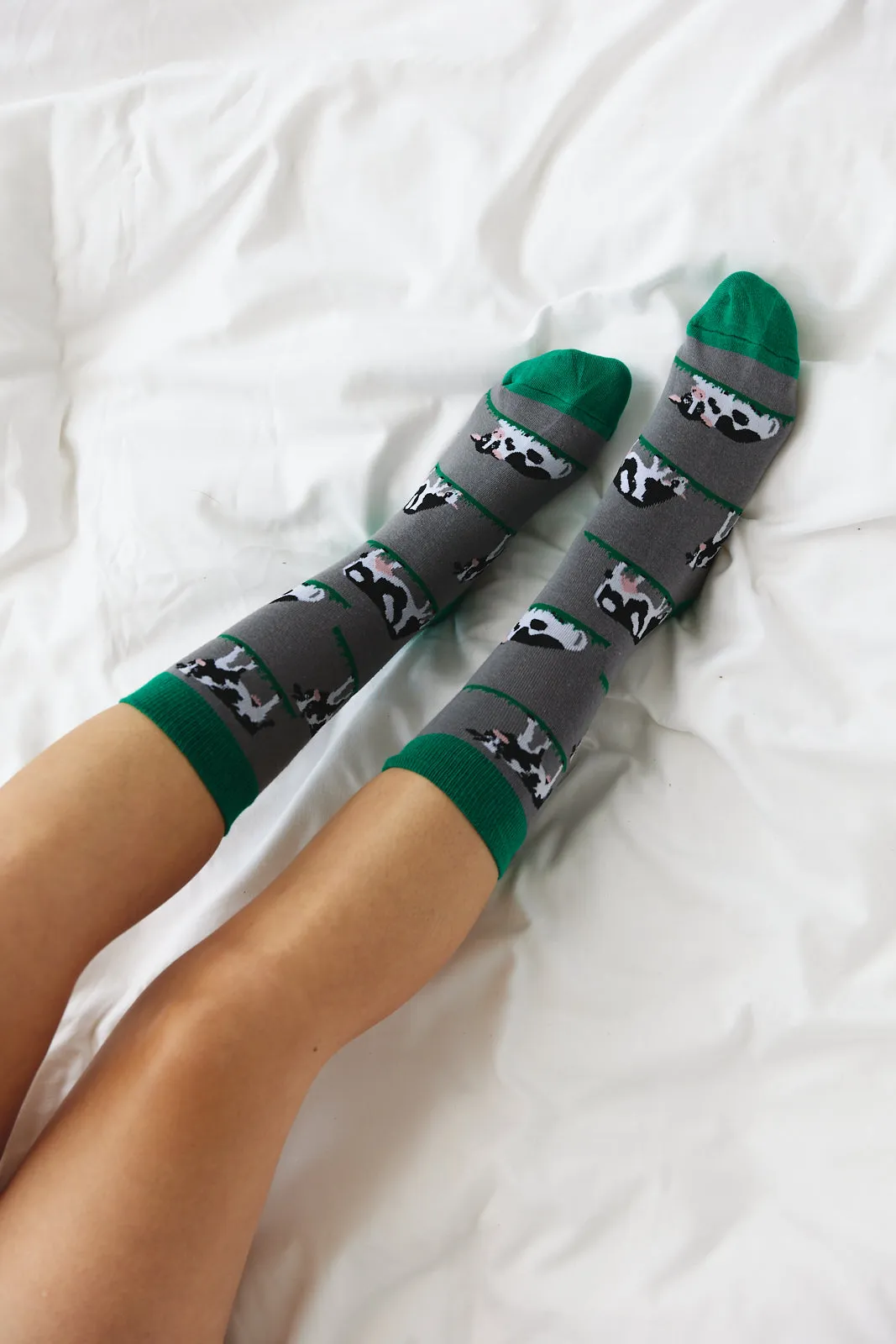 Sock ~ Cow ~ Light Grey