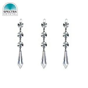 Spectra Lead Free 3-Pcs Replacement Chandelier Pendants Drop Crystal Prisms Octagon Crystal Bead for Lamp Decoration